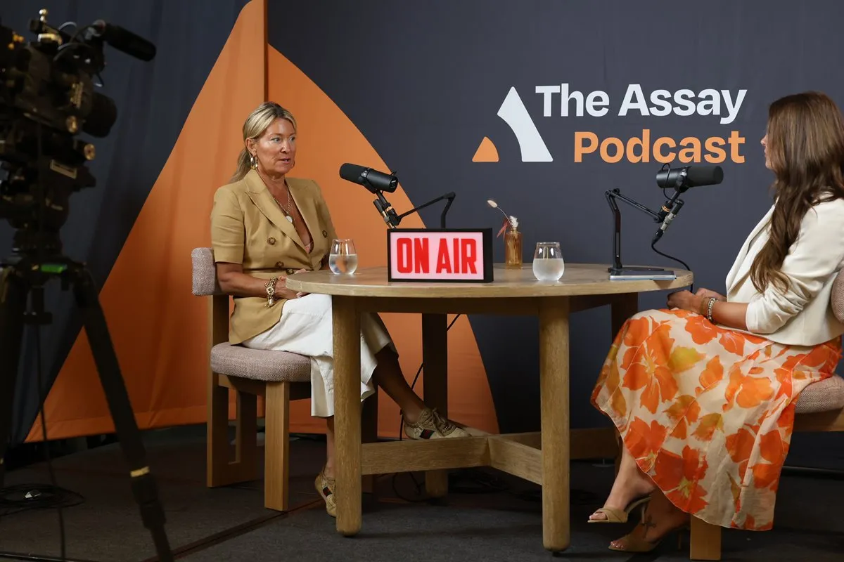 Mining industry professional being interviewed in The Assay Podcast studio at a 121 event
